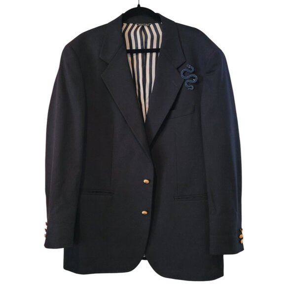 90s Moschino Men's Virgin Wool Suit Jacket with Striped Lining, Made in Italy